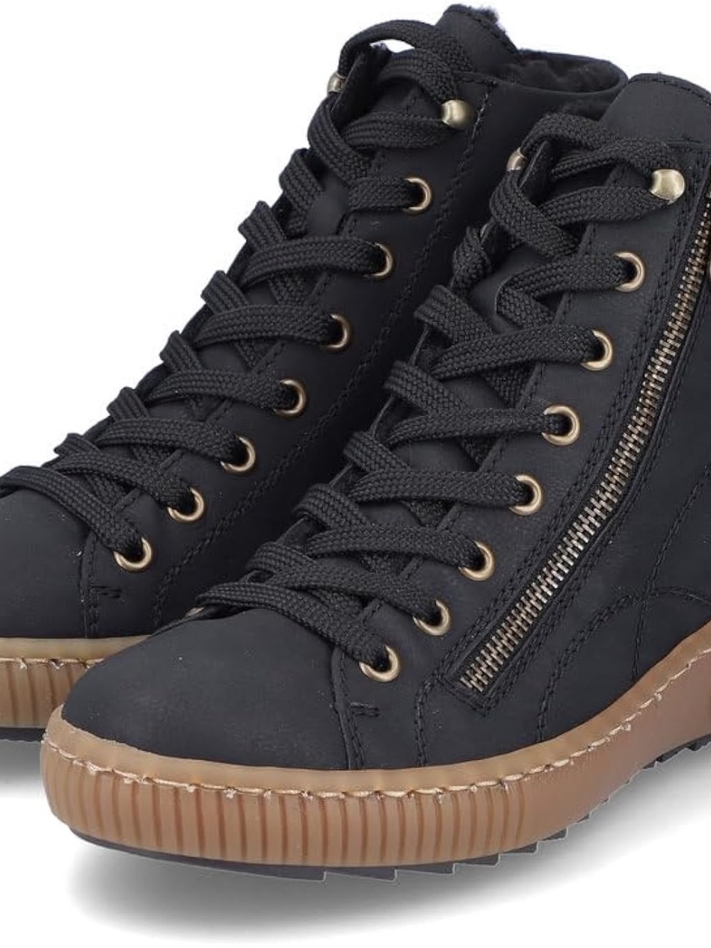Women's Black Lace-Up High-Top Boot with Side Zip